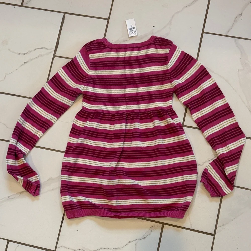 The Children's Place Magenta Striped Sweater Tunic - L